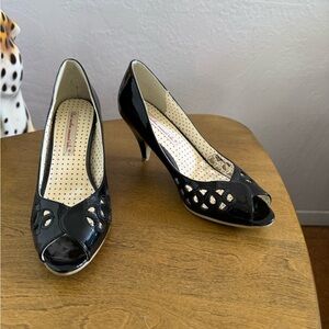 Retro Black Peep-Toe Heels by BAIT - 7.5